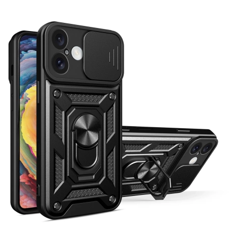 HURTEL ETUI HYBRID ARMOR CAMSHIELD DO IPHONE 16 Z PODSTAWKĄ OCHRONĄ APARATU