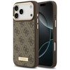 Etui Guess 4G Logo Plate MagSafe do iPhone 17 Pro Max brązowy