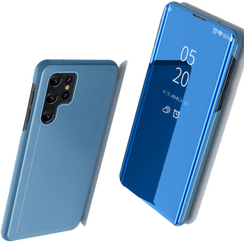 Clear View Case futerał etui z klapką Samsung Galaxy S22 Ultra niebieski