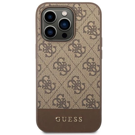 Guess GUHCP14XG4GLBR iPhone 14 Pro Max 6,7" brązowy/brown hard case 4G Stripe Collection