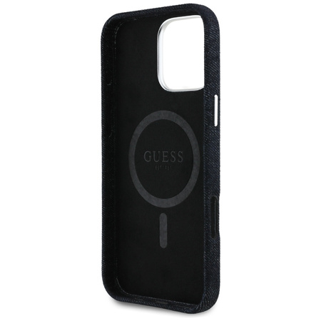 GUESS ETUI POKROWIEC TPU DO IPHONE 16 PRO DO MAGSAFE LOGO DENIM TRÓJKĄTNE