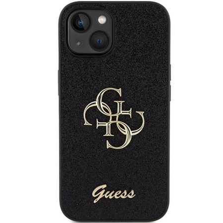 Etui Guess Glitter Script Big 4G na iPhone 15 Plus - czarne