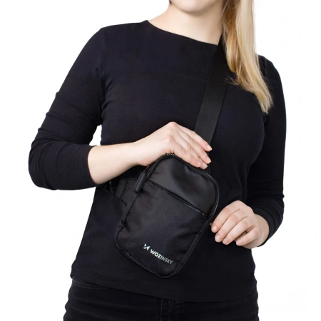 Mini saszetka na ramię Wozinsky WMS-W1 wodoodporna dwukomorowa na telefon unisex - czarna