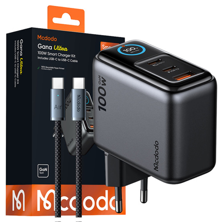 MCDODO SZYBKA ŁADOWARKA SIECIOWA ZASILACZ KOSTKA 3X USB-C USB-A GAN 100W
