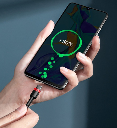 Baseus Cafule nylonowy kabel przewód USB Typ C Power Delivery 2.0 100W 20V 5A 2m czarny (CATKLF-AL91)