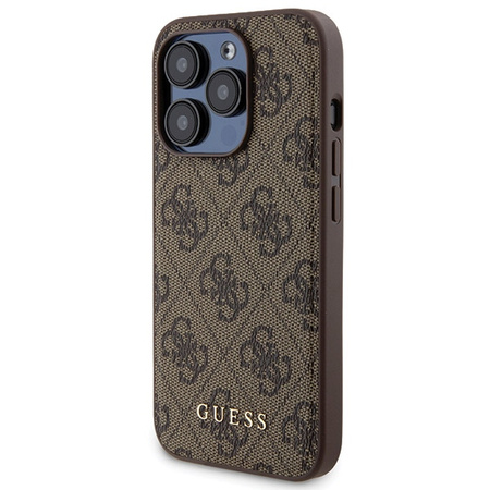 Zestaw Guess GUBPM5P15X4GEMGW iPhone15 Pro Max 6.7 hardcase + Powerbank 5000mAh MagSafe brązowy/brown 4G Metal Logo