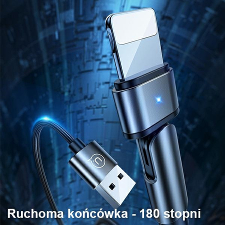 USAMS KABEL DO LIGHTNING 2A DO IPHONE 1M PLECIONY OBROTOWY SZYBKIE