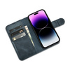 iCarer Oil Wax Wallet Case 2in1 etui iPhone 14 Pro skórzany pokrowiec z klapką Anti-RFID niebieski (WMI14220722-BU)