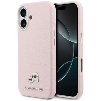 Etui Karl Lagerfeld Karl & Choupette     Head Pins Saffiano MagSafe do iPhone 17 różowy