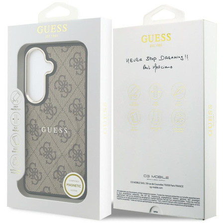 Etui Guess 4G Embossed Ring MagSafe do Samsung Galaxy S26 brązowy