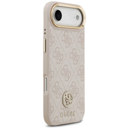Etui Guess 4G Strass Logo & Big Strap Metal Buttons MagSafe na iPhone Air - różowe