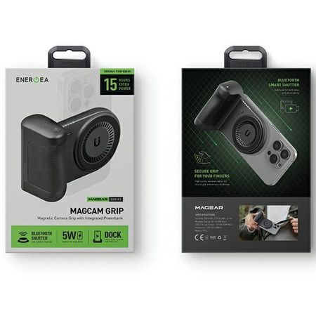 Energea Uchwyt do robienia zdjęć zwbudowanym powerbankiem Magear Magcam Grip czarny/black MagSafe PG-MCG5K-BLK