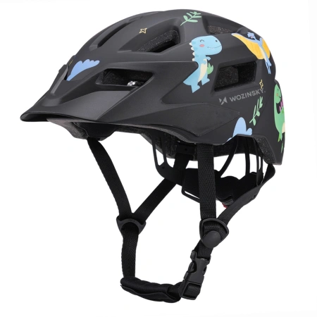 Kask rowerowy dziecięcy MTB Wozinsky z odpinanym daszkiem 48-52 cm - czarny
