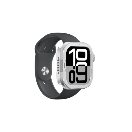Etui metalowe AMAZINGTHING Titan Pro na Apple Watch 11 46mm aluminiowe - srebrne