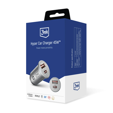 3MK HYPER CAR CHARGER 45W DO SAMOCHODU USB C DO TELEFONÓW SZYBKIE ŁADOWANIE