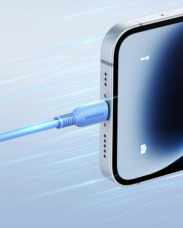INNOSTYLE JAZZY KABEL USB-C LIGHTNING MFI SZYBKIEGO ŁADOWANIA DO IPHONE KEVLAR 1M NIEBIESKI