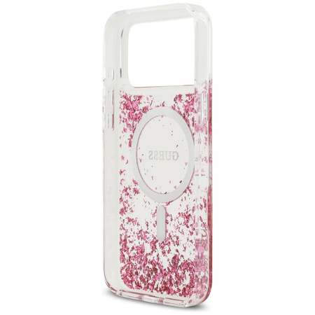 Etui Guess Resin Bottom Glitter MagSafe do iPhone 17 Pro Max różowy