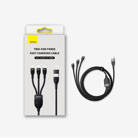 Baseus Flash Series II kabel USB Typ C / USB Typ A - USB Typ C / Lightning / micro USB 100 W 1,2 m niebieski (CASS030103)