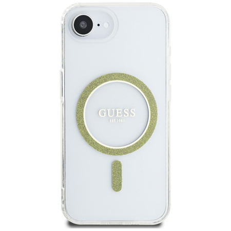 GUESS ETUI CASE IML GLITTER CIRCLE DO IPHONE 16E DO MAGSAFE PRZEZROCZYSTE
