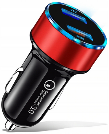 SZYBKA ŁADOWARKA SAMOCHODOWA USB QC 3.0 MIERNIK NAPIĘCIA AKUMULATORA LED