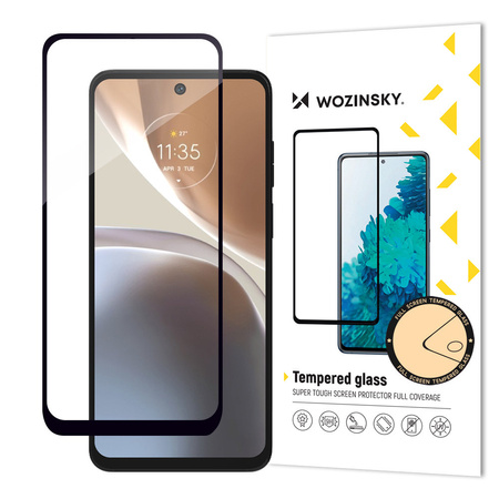 Wozinsky super wytrzymałe szkło hartowane Full Glue na cały ekran z ramką Case Friendly Motorola Moto E20 czarny