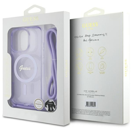 GUESS ETUI HARDCASE CROSSBODY CORD SCRIPT DO MAGSAFE DO IPHONE 16 PRO 6.3