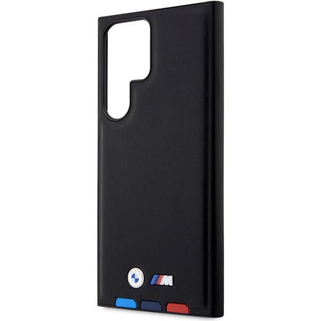 Etui BMW BMHCS23L22PTDK S23 Ultra S918 - czarne Leather Stamp Tricolor