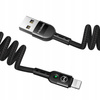 MCDODO KABEL USB LIGHTNING SPIRALNY SPRĘŻYNOWY SZYBKI DO IPHONE 14 LED 2M