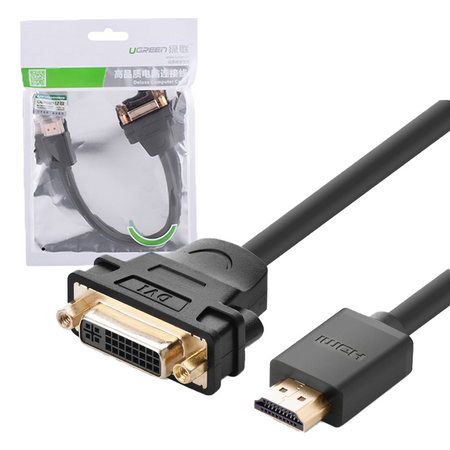 Ugreen kabel przewód przejściówka adapter DVI 24+1 pin (męski) - HDMI (męski) FHD 60 Hz 1,5 m czarny (HD106 11150)