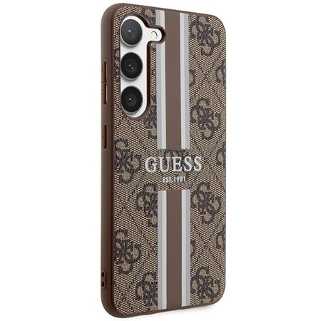 Etui Guess GUHCS23MP4RPSW S23+ S916 - brązowe 4G Printed Stripe