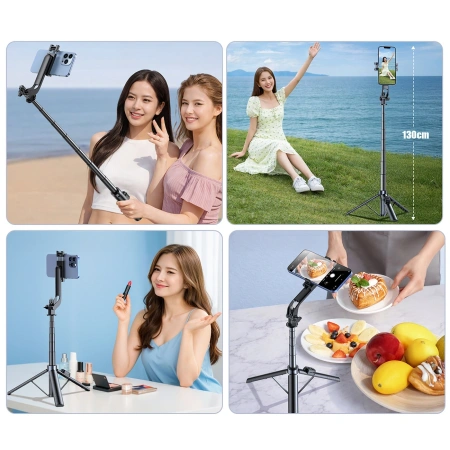 Wozinsky Selfie stick WC1Y30S teleskopowy tripod 1.3m z uchwytem na telefon - czarny