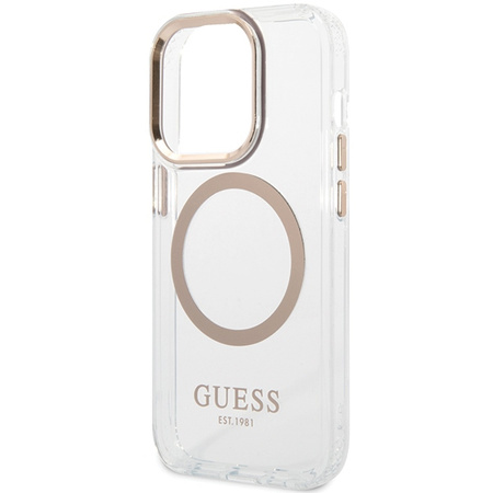Guess GUHMP15XHTRMD iPhone 15 Pro Max6.7 złoty/gold hard case Metal Outline Magsafe