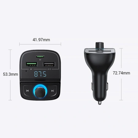 UGREEN TRANSMITER FM BLUETOOTH 5.0 ŁADOWARKA SAMOCHODOWA MP3 3x USB DO AUTA