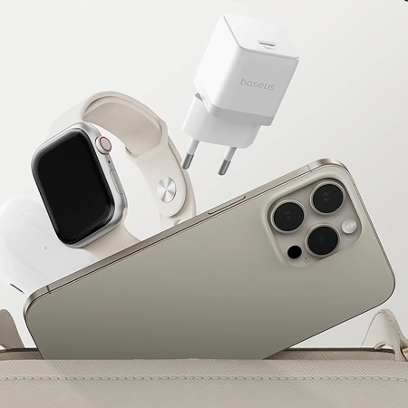 BASEUS ŁADOWARKA SIECIOWA PALM 1C 20W Z KABLEM USB-C 60W DO IPHONE 12 13