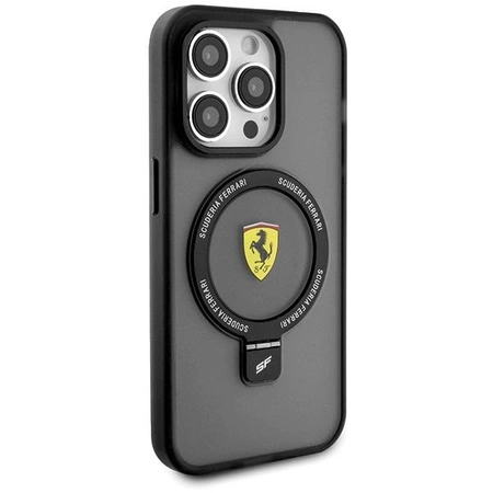 Etui Ferrari Ring Stand 2023 Collection MagSafe do iPhone 15 Pro Max - czarne