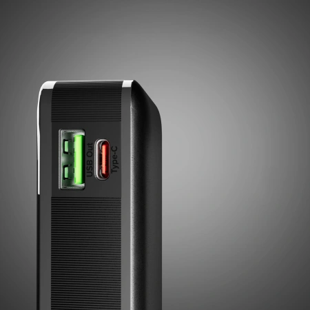 Powerbank SBS 10000 mAh 20W z wbudowanym kablem USB-C i wyświetlaczem cyfrowym - czarny