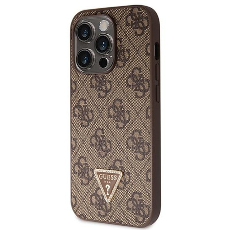 Guess GUHCP15LP4TDSCPW iPhone 15 Pro 6.1" brązowy/brown hardcase Crossbody 4G Metal Logo