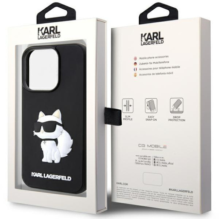Etui Karl Lagerfeld KLHCP14X3DRKHNK na iPhone 14 Pro Max 6.7" - czarne Rubber Choupette 3D