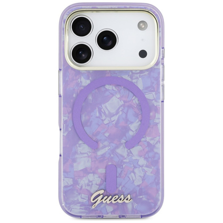 Etui Guess IML Shell Script Metal        MagSafe do iPhone 17 Pro Max fioletowy