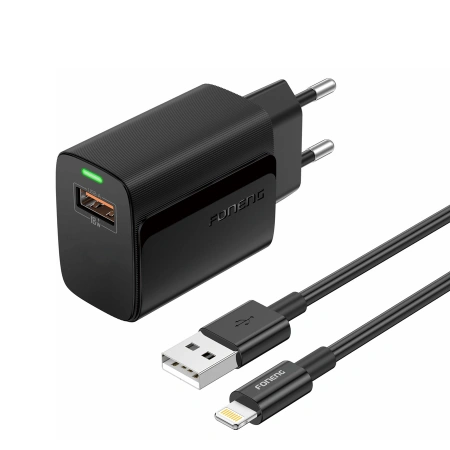FONENG ładowarka sieciowa EU64 18W 1xUSB QC3.0 + kabel Lightning Czarny