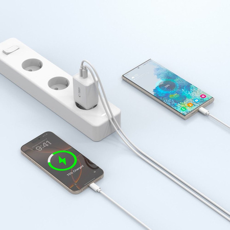 TECH-PROTECT ŁADOWARKA PD45W Z 2 PORTAMI DO TELEFONÓW TABLETÓW KABEL USB-C