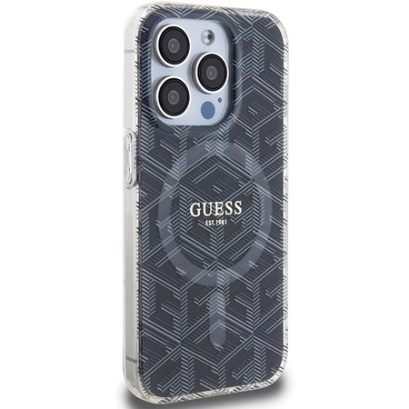 Etui Guess IML GCube MagSafe na iPhone 15 Pro - czarne