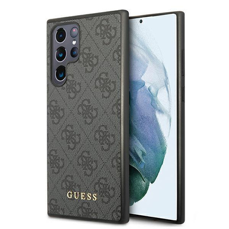 Guess GUHCS22LG4GFGR S22 Ultra S908 szary/grey hard case 4G Metal Gold Logo