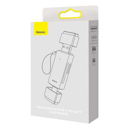 Baseus Lite Series adapter czytnik kart SD/TF USB Typ A/USB Typ C szary (WKQX060113)