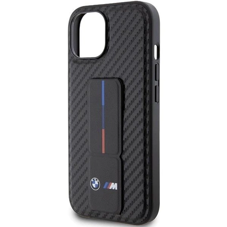 Etui BMW Grip Stand Smooth & Carbon na iPhone 15 - czarne