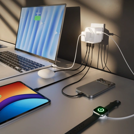 Adapter podróżny SBS 2xUSB-C 1xUSB-A uniwersalny - biały