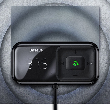Baseus S-16 Transmiter FM Bluetooth 5.0 2x USB ładowarka samochodowa AUX MP3 TF micro SD 3,1 A czarny (CCTM-E01)