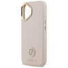 Etui Guess Grained Strass Logo MagSafe do iPhone 17 różowy