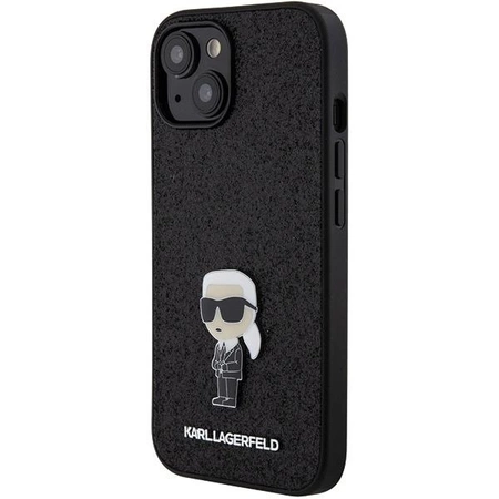 Etui Karl Lagerfeld Fixed Glitter Ikonik Logo Metal Pin do iPhone 15 - czarne