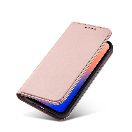 Magnet Card Case etui do iPhone 12 Pro Max pokrowiec portfel na karty kartę podstawka różowy